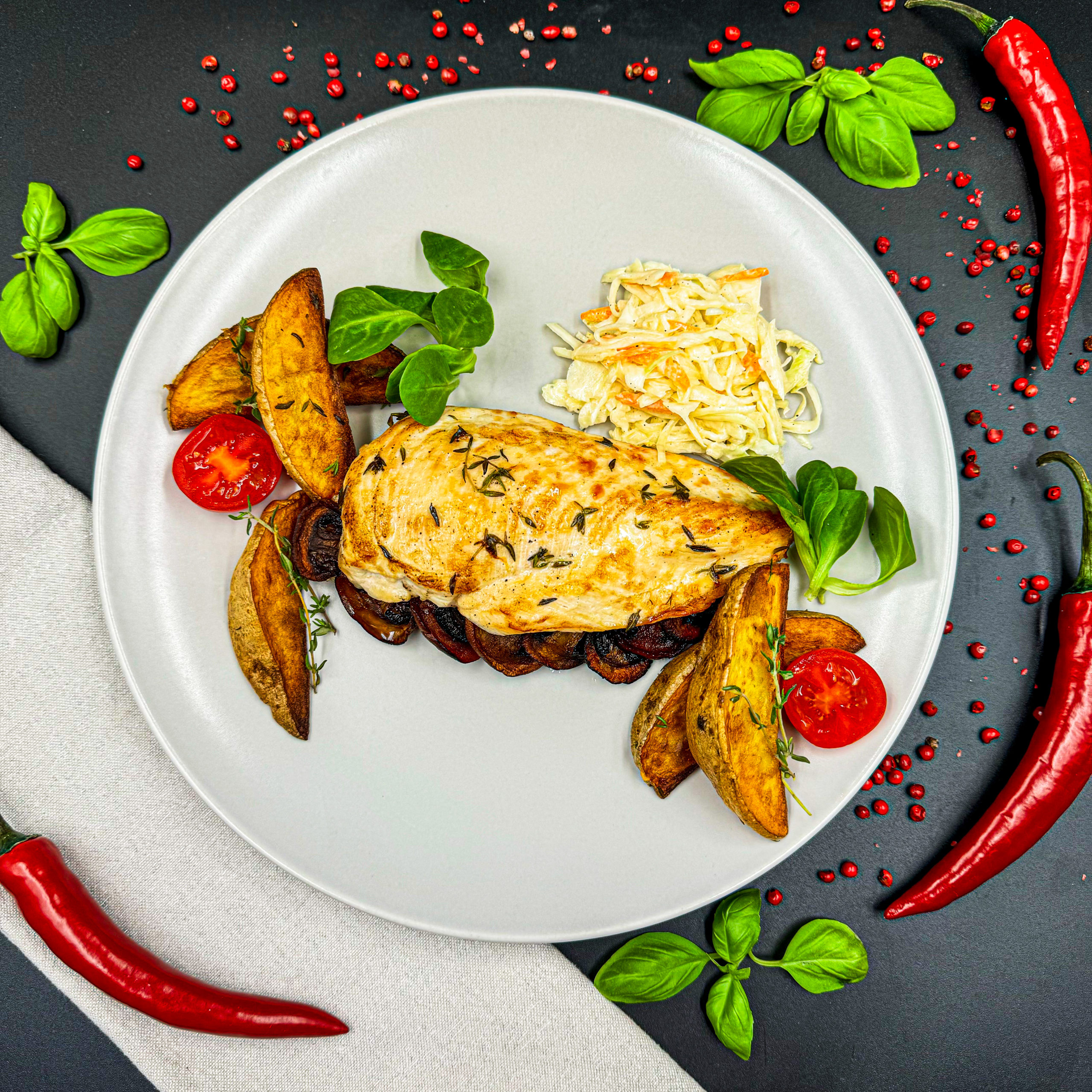 Hendlbrust gefüllt mit Champignons
